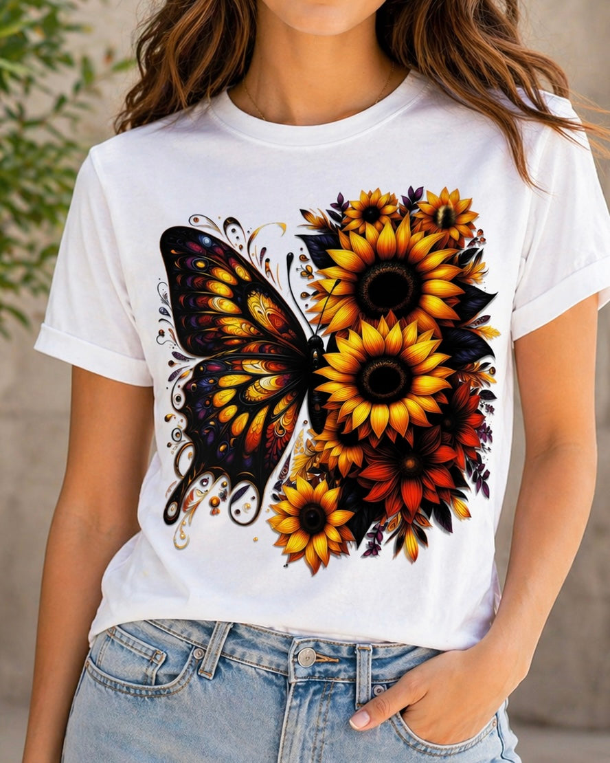 Butterfly and Sunflowers