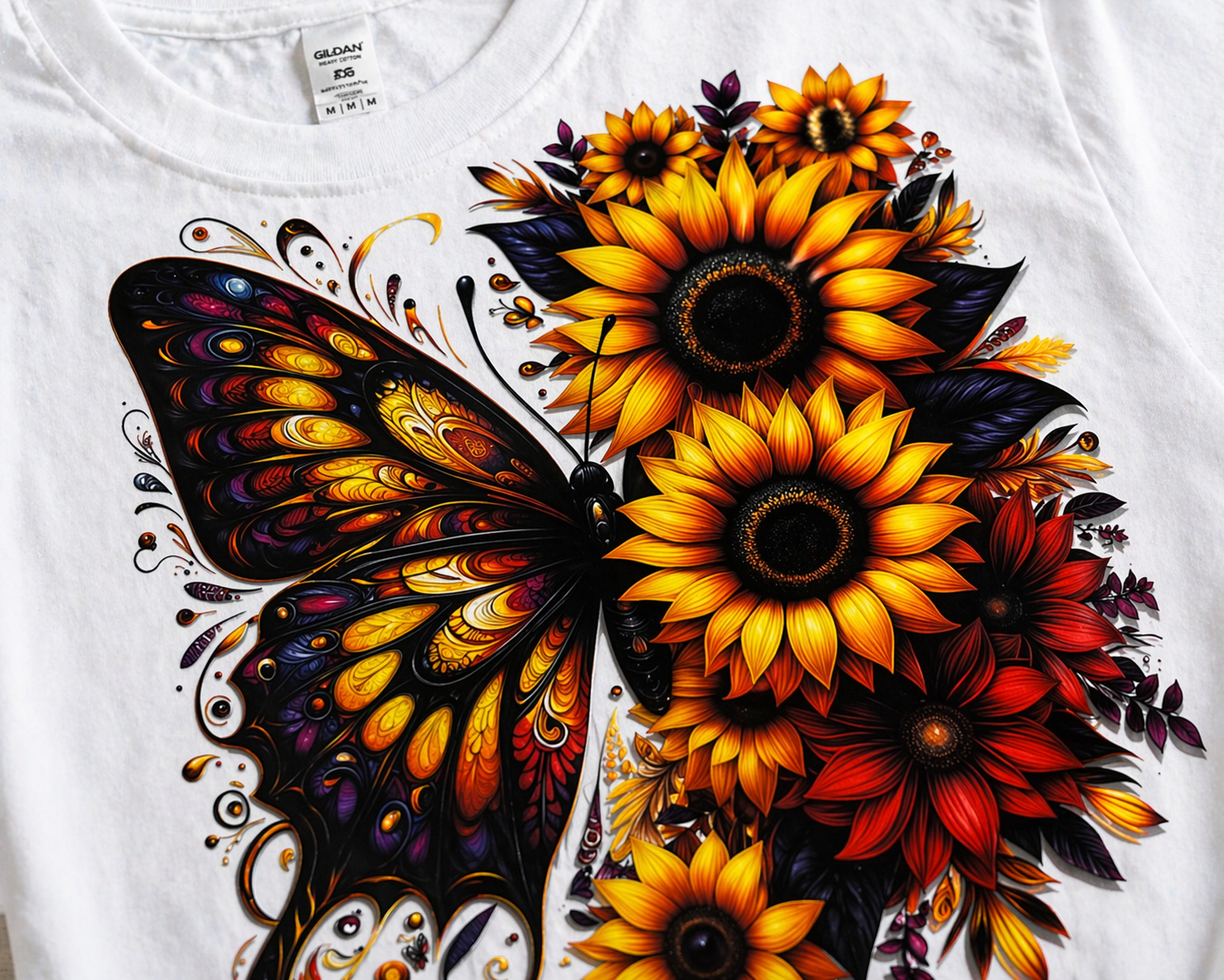 Butterfly and Sunflowers